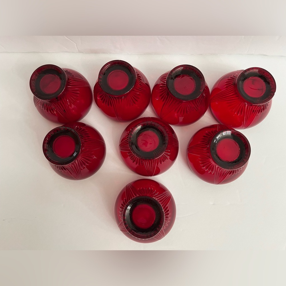 LEHMAN BROS. ROYAL RUBY RED PUNCH BOWL WITH 8 CUPS ~ MID CENTURY - Picture 6 of 10
